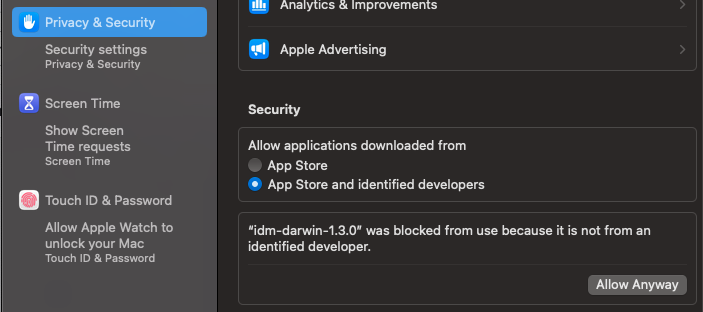 Configure IDM on macOS